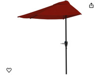 Pure Garden 50-145-R 9' Half Round Patio Umbrella, Red