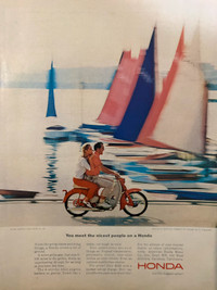 1964 Honda 50CC w/Sailboats Original Ad