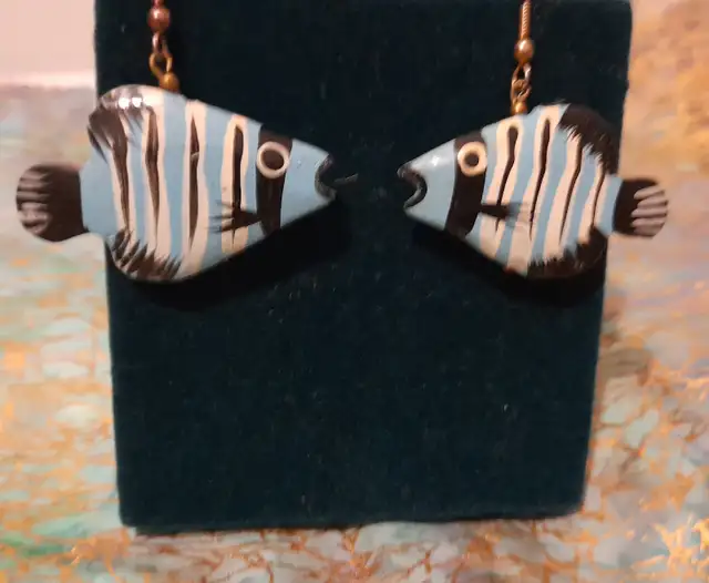 BLUE FISH EARRINGS(Wooden)63234474794627122