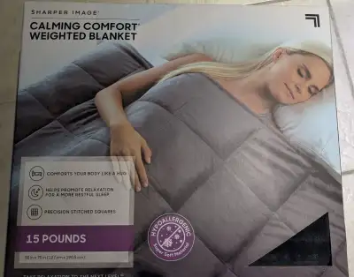 Weighted Blanket by Sharper Image- 15 LBS Blanket 50" x75", Grey, View more