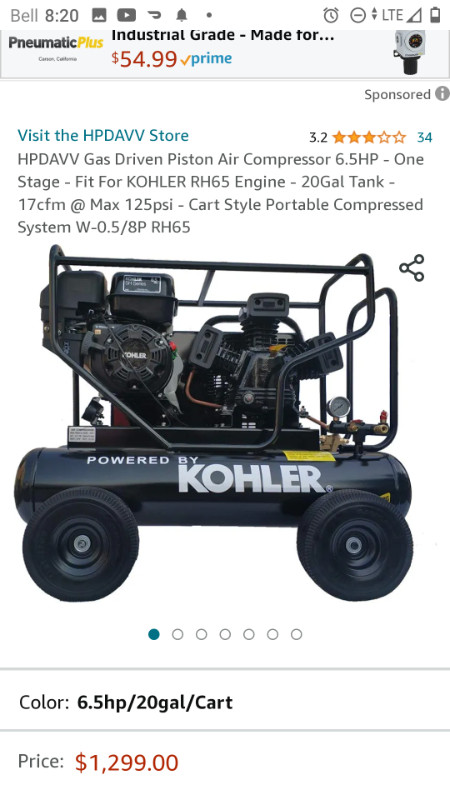 Kolier air compressor, gas , brand new $1000 in Power Tools in Kingston