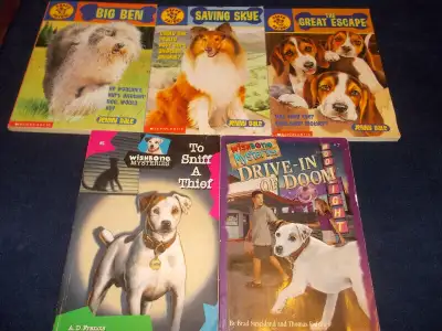 5 dog books- 3 Puppy Patrol/ 2 Wishbone Mysteries, View more