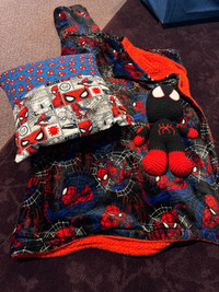 Spider-Man Snuggle Wrap, Custom Pocket Pillow and Knitted Stuffy