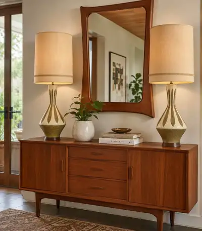 beautiful pair of vintage MCM lamps, View more