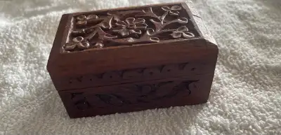 Vintage Carved Wood Trinket Box from Africa Wooden Jewelry Box , View more