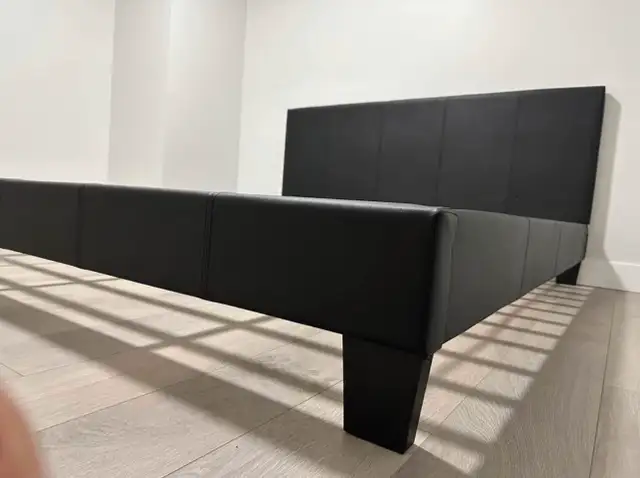 BNIB Plain black leather platform bed all sizes available  in Beds & Mattresses in Chilliwack - Image 3