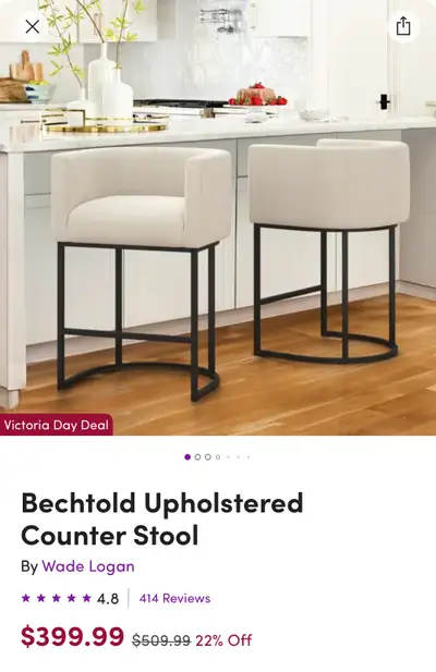 Four New bar stools for sale purchased in December at Wayfair these have been fully assembled and fi...