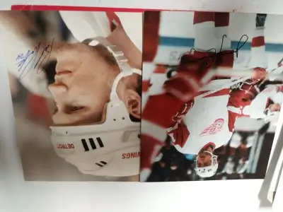13 x autographed Detroit Red Wings 8x10s. Bob Probert $125 *sold* Jimmy Carson $20 Joey Kocur $25 Ke...