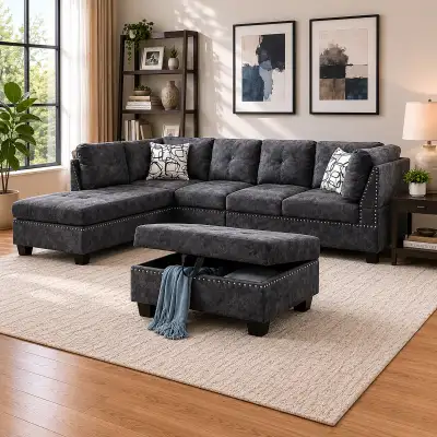 Brand New Cozy 4-Piece Sectional Sofa Set - Grey In Big Sale, View more