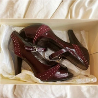 NEW - Sofft Peep Toe Studded Buckle Heels Pumps Shoes (Size 9.5)