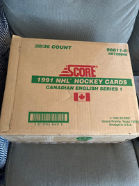 1991 SCORE NHL hockey cards 20/36 case- FACTORY SEALED.