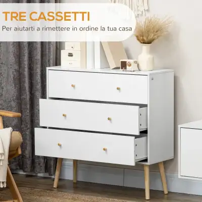 White Dresser for Bedroom with 3 Drawers, Morden Chest of Drawer, View more