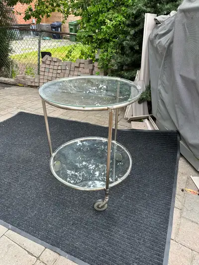 Rolling Glass Top Bar Cart, View more