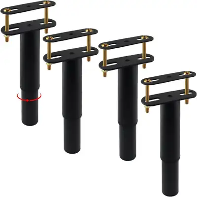 Four black metal bed frame legs. Includes mounting hardware. Suitable for various bed frames. New, u...