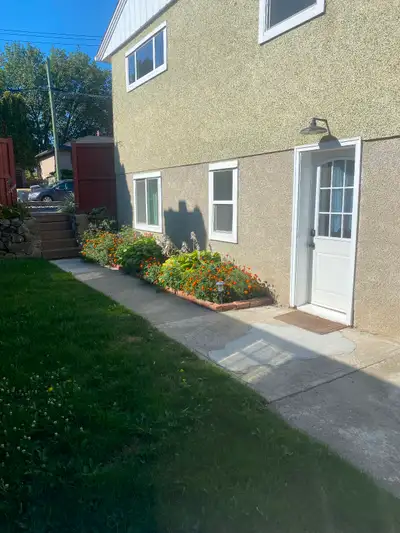 Bright one bedroom basement suite, comes with private back yard and parking in drive way. Shared lau...