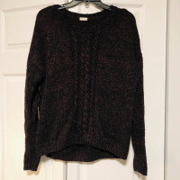 Fall Maroon Ribbed Sweater By Garage