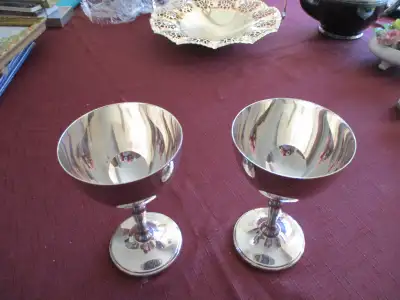 Two silver plated ,  Wine glasses and +, View more
