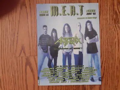 CLOSE TO MINT WITH NO MARKS NO BENDS AND NO TEARS!! MEAT MAGAZINE WITH ANTHRAX ON THE FRONT COVER JU...