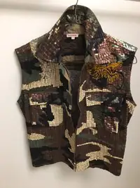 Vest - P.A.R.O.S.H Sequin  Zipper  Vest with Dragon Emblems