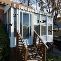 Porch Enclosure Set - 8 Window Panels, 1 Storm Door, Alum, White