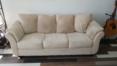 Sofa 3 places en tissu beige, en bonne condition, à donner, View more