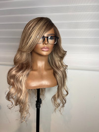 Perruque wig blond 613 highlights custom made 