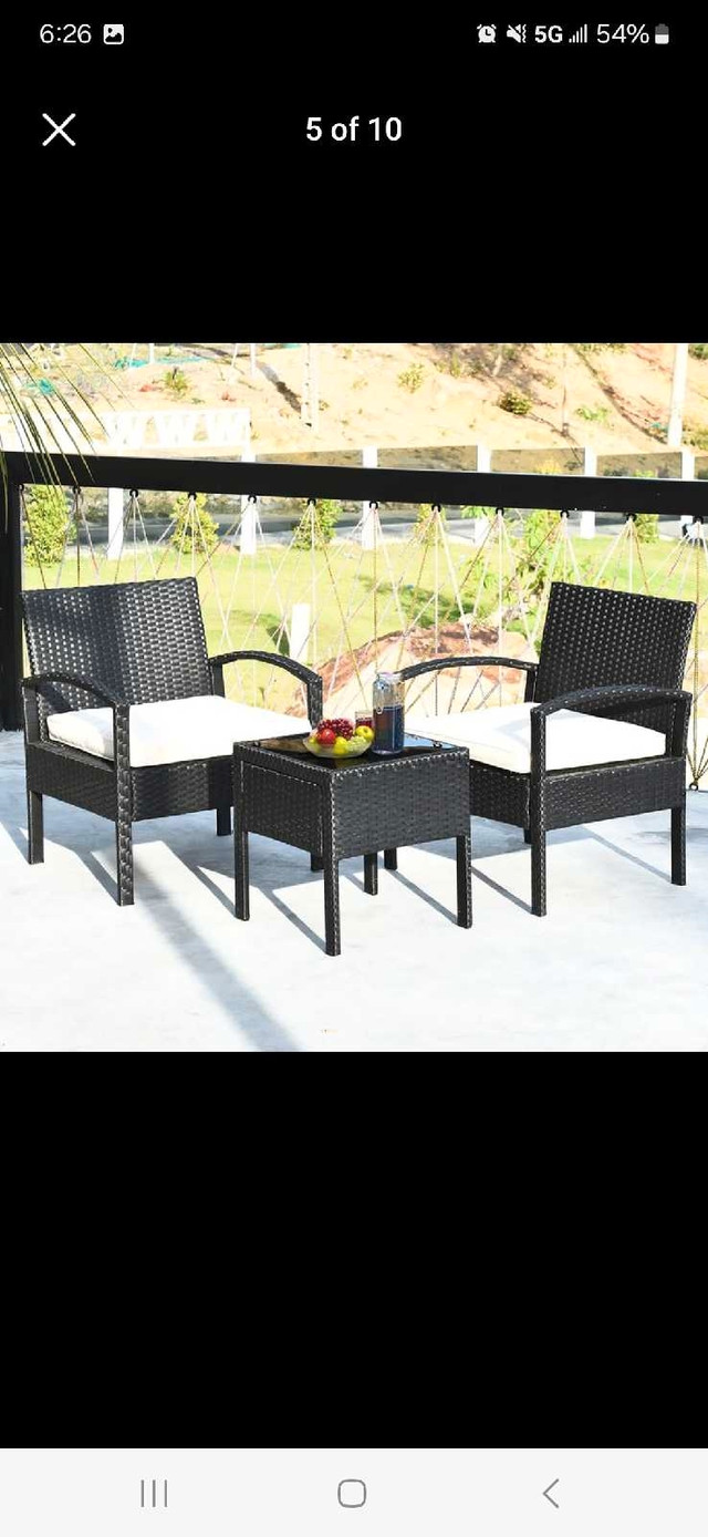 Costway 3PCS Patio Rattan Furniture Set Table & Chairs Set   in Patio & Garden Furniture in Mississauga / Peel Region - Image 3