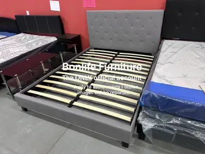 Brand new fabric platform bed frame on special Available in light grey and dark grey Double or queen...