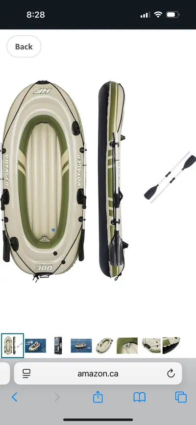 Offering a Voyager 300 inflatable boat, perfect for leisurely paddles on calm waters, sporting a dur...