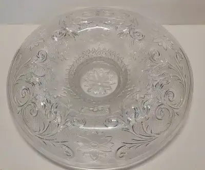 beautiful vintage cut glass flower basket /bowl with flower frog. great centre piece for any occasio...
