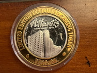 Atlantis Casino Resort Spa Ten Dollar Gaming .999 silver token