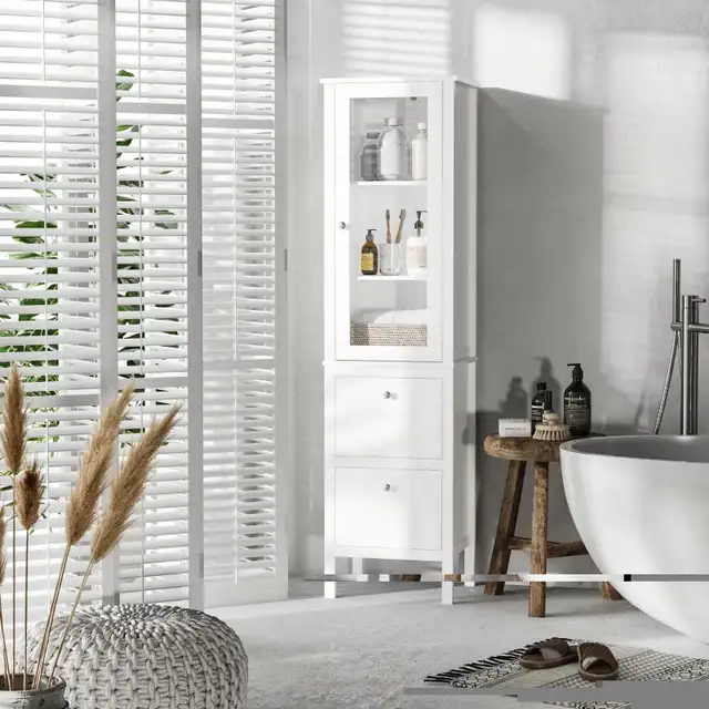 Tall Bathroom Cabinet with Tempered Glass Door in Cabinets & Countertops in Markham / York Region - Image 7