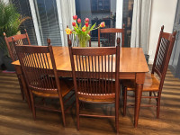 Sturdy, Solid Wood Table, 6 Chairs and 2 Leaves