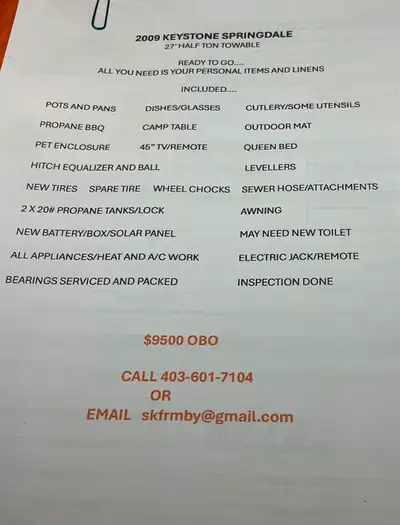 TOTALLY READY TO GO….just need your own linens, personal items and food! See attached list of inclus...