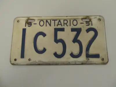 1951 Ontario License plate - only one, View more