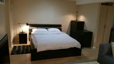 Furnished, large room in the basement with private bathroom available for rent in a townhouse. Inclu...
