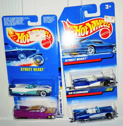 4 Hot Wheels STREET BEAST '59 CADILLAC CONVERTIBLE HARD TOP 1959, View more