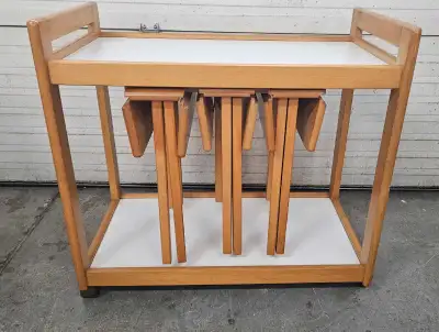 Wood rolling bar cart , View more
