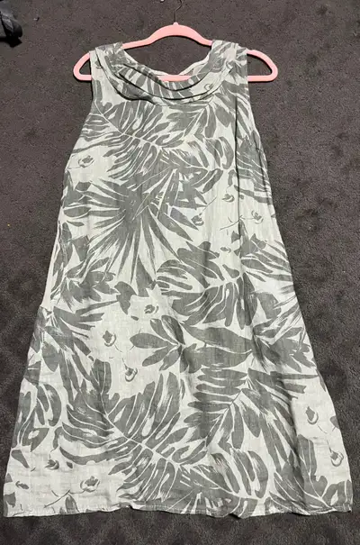 Olive green linen sun dress - summer size lg, View more