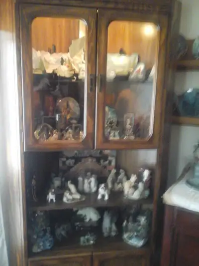 rare wood corner display cabinet hutch, View more