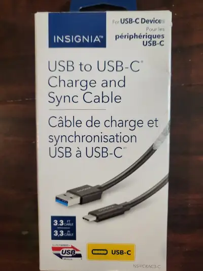 Insignia 3.3ft. USB C Cable. 3.2 Gen 2 10Gbps Speed Cable., View more