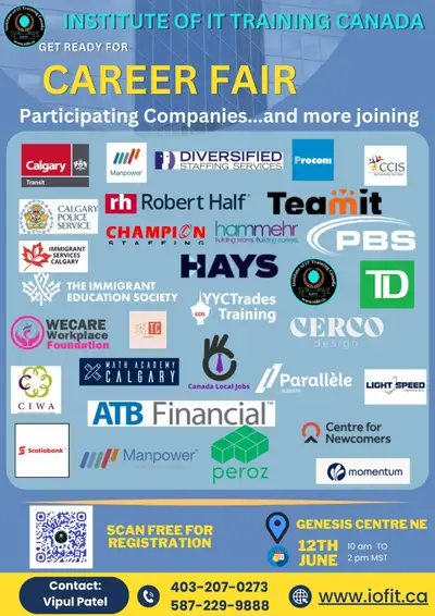 Career Fair in Calgary on 12th June in Genesis Centre NE, View more