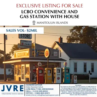 FOR SALE – OFF MARKET GEM Gas Station + LCBO + Beer Store + Convenience + 4-Bedroom House Location -...