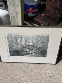 John Benn Art Etching "Approaching A Beaver Dam"