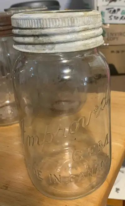 Antique Improved Gem brand, matching lids, 1Qt, Mason jars $6ea., View more