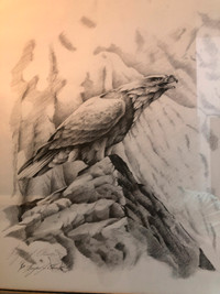 Charcoal Eagle Print Art by Wayne Chunat