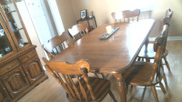 Solid oak 6 chair and table with hutch and buffet