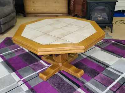 Octagon Oak & Tile Top Coffee Table, View more
