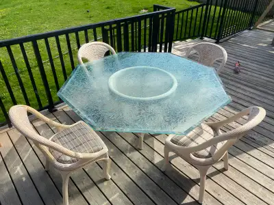 Custom Glass Wicker/Rattan Style Dining Set (CAN DELIVER), View more