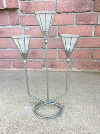 Lovely Metal Votive Candle Holder with Tri Cone Frosted Inserts